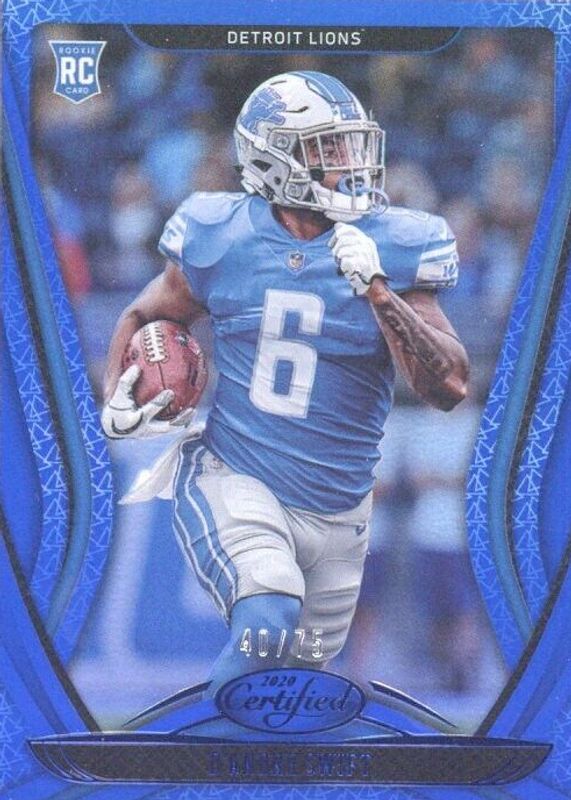 D'Andre Swift 2020 Certified #109 Mirror Blue /75 Rookie SGC 9.5