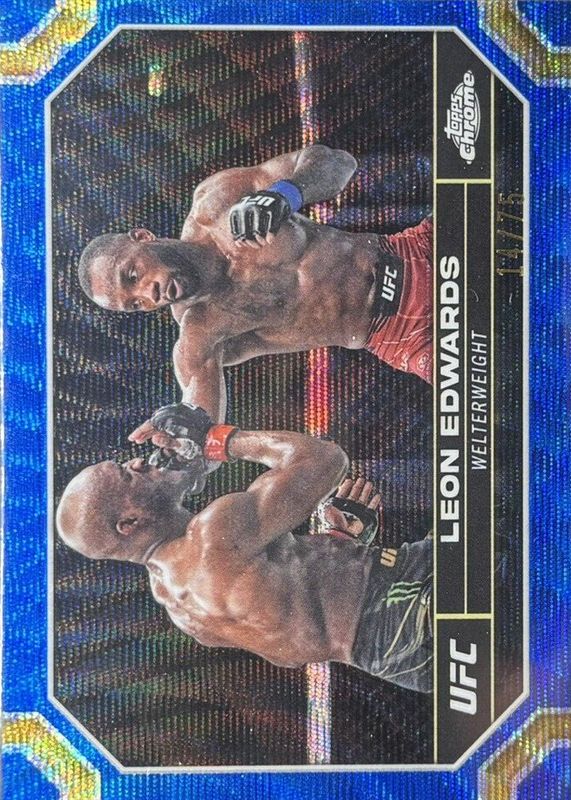 Leon Edwards 2024 Topps Chrome UFC #115 Blue Wave Refractor /75 SGC 9.5