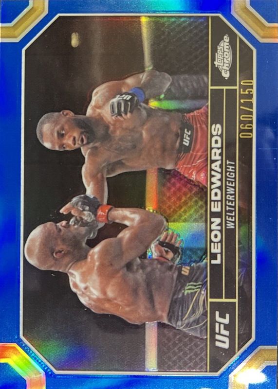 Leon Edwards 2024 Topps Chrome UFC #115 Blue Refractor /150 SGC 9.5