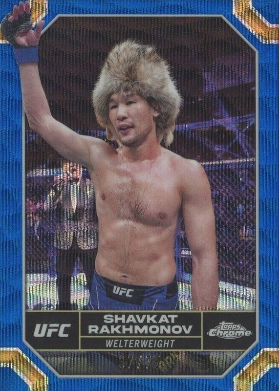 Shavkat Rakhmonov 2024 Topps Chrome UFC #177 Blue Wave Refractor /75 PSA 10