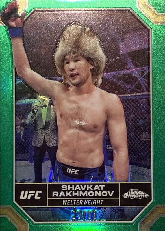 Shavkat Rakhmonov 2024 Topps Chrome UFC #177 Green Refractor /99 PSA 9