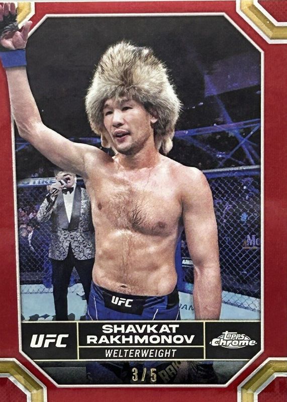 Shavkat Rakhmonov 2024 Topps Chrome UFC #177 Red Refractor /5 PSA 10