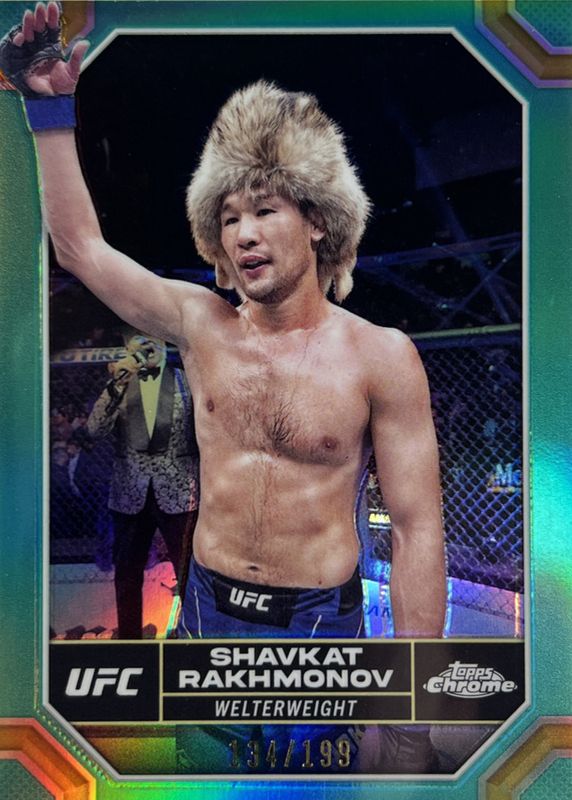 Shavkat Rakhmonov 2024 Topps Chrome UFC #177 Aqua Refractor /199 SGC 9.5