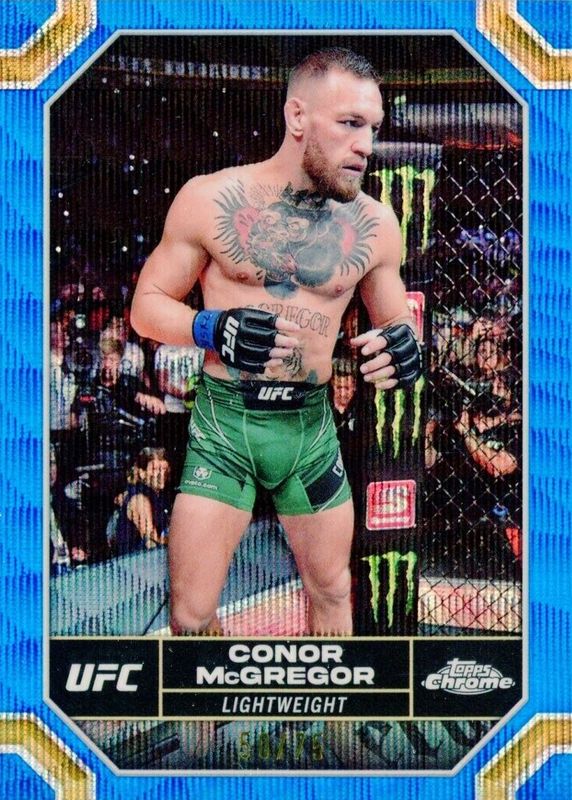 Conor McGregor 2024 Topps Chrome UFC #49 Blue Wave Refractor /75 SGC 9