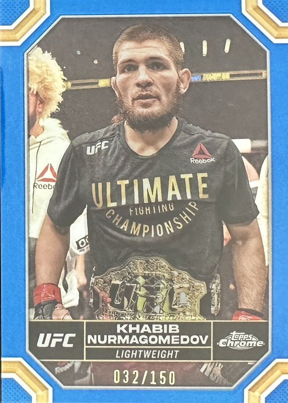 Khabib Nurmagomedov 2024 Topps Chrome UFC #112 Blue Refractor /150 PSA 10