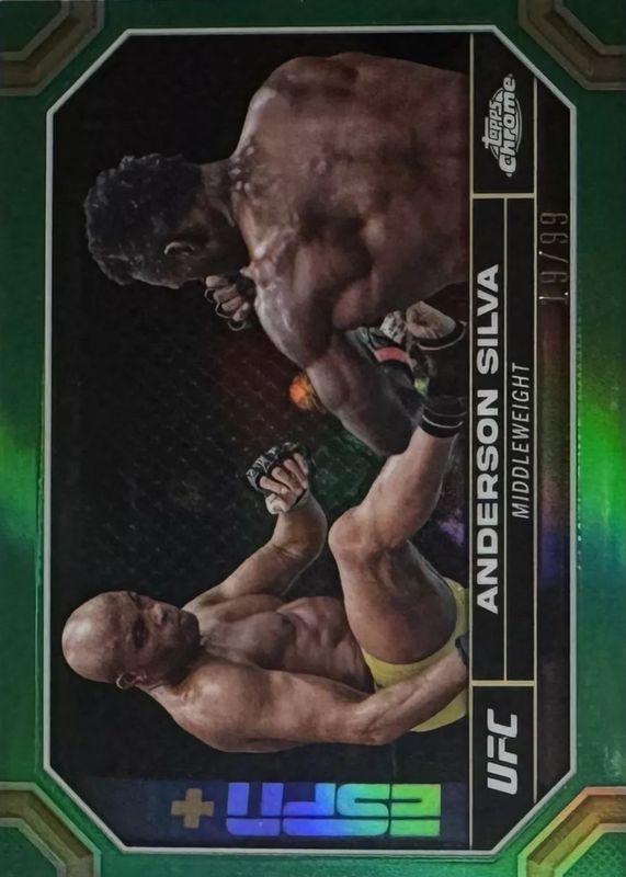 Anderson Silva 2024 Topps Chrome UFC #17 Green Refractor /99 PSA 9