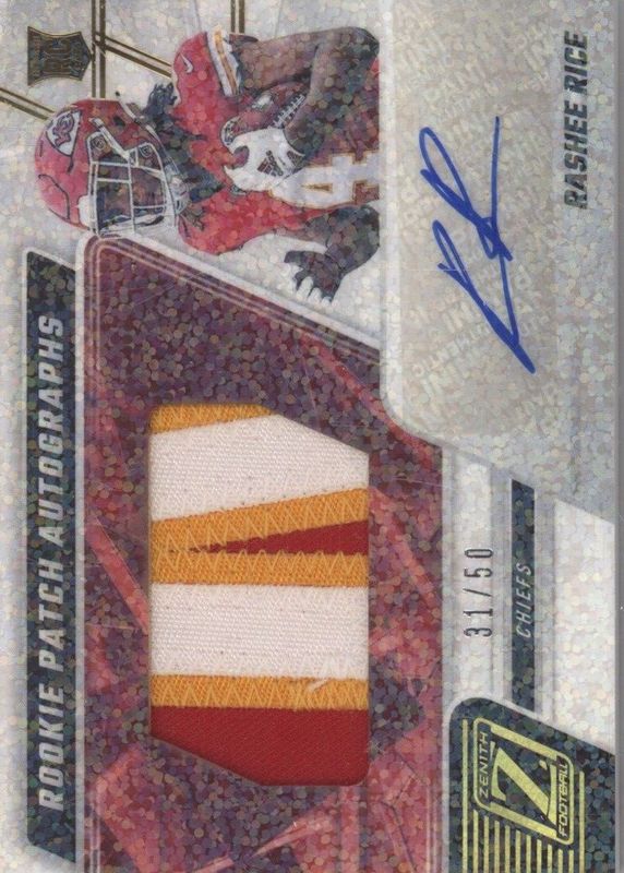 Rashee Rice 2023 Zenith #229 Rookie Patch Auto - Sparkle /50 PSA 10