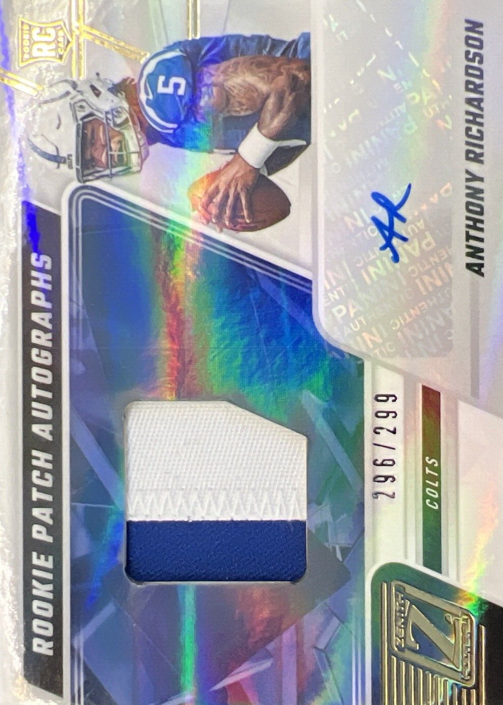 Anthony Richardson 2023 Zenith #202 Rookie Patch Auto /299