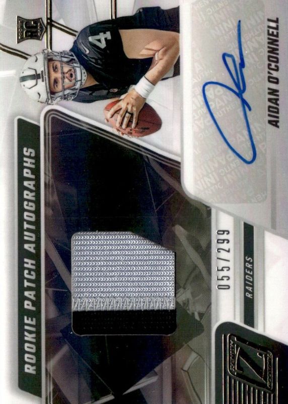 Aidan O'Connell 2023 Zenith #201 Rookie Patch Auto /299 Rookie SGC 9.5