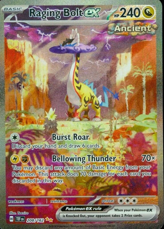 Raging Bolt ex 2024 Scarlet & Violet: Temporal Forces #208/162 Special Illustration Rare