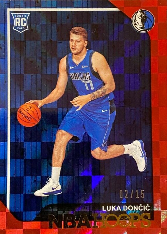 Luka Doncic 2018 Hoops #268 Red Checkerboard /15 Rookie RAW