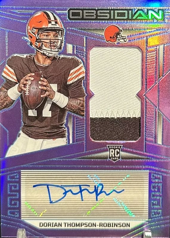 Dorian Thompson-Robinson 2023 Obsidian #232 Rookie Jersey Autographs - Electric Etch Purple Flood /30 RAW