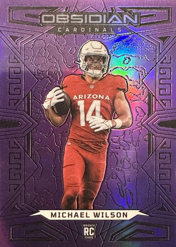 Michael Wilson 2023 Obsidian #103 Electric Etch Purple Flood /13 Rookie PSA 10