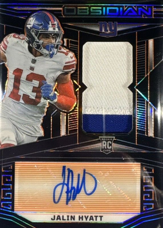 Jalin Hyatt 2023 Obsidian #206 Rookie Jersey Autographs - Electric Etch Orange /49 PSA 10