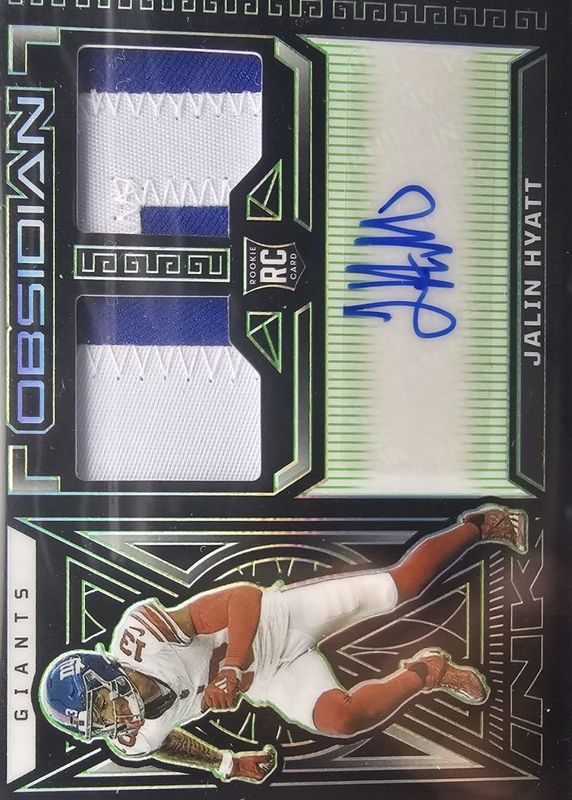 Jalin Hyatt 2023 Obsidian #206 Rookie Jersey Autographs - Electric Etch Green /25 PSA 10