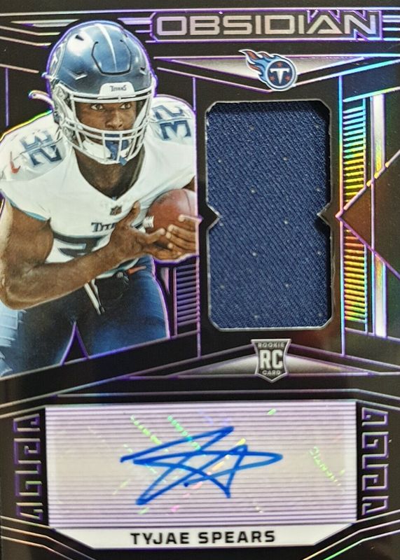 Tyjae Spears 2023 Obsidian #201 Rookie Jersey Autographs - Electric Etch Purple /75 PSA 10