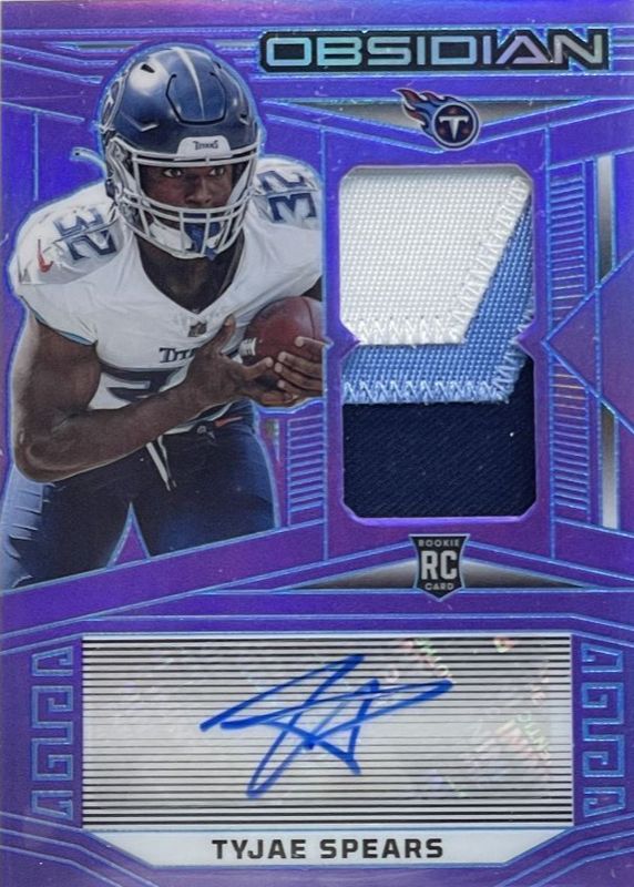 Tyjae Spears 2023 Obsidian #201 Rookie Jersey Autographs - Electric Etch Purple Flood /30 Rookie SGC 10