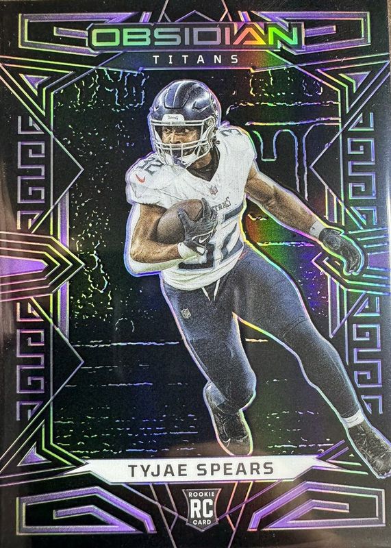 Tyjae Spears 2023 Obsidian #197 Electric Etch Purple /75 Rookie PSA 10