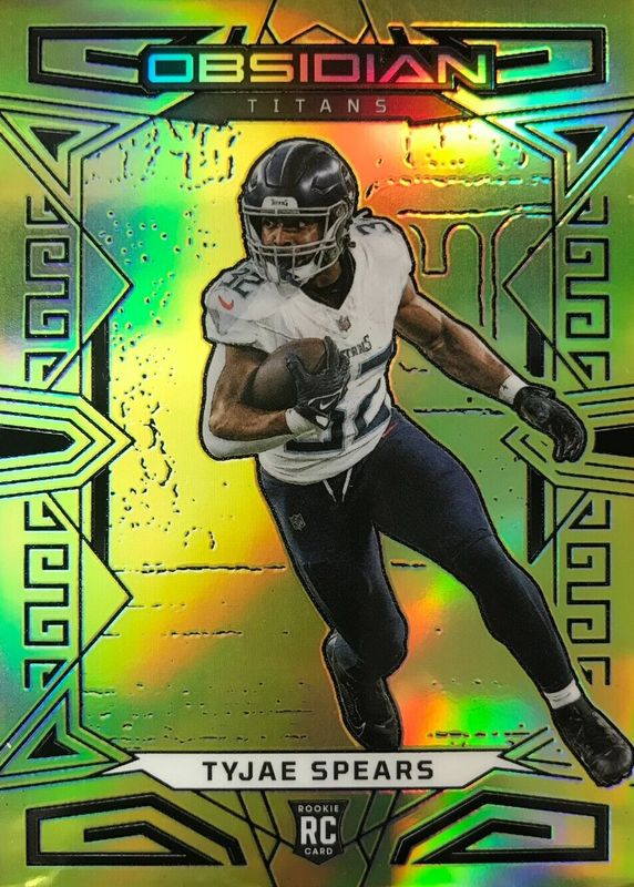 Tyjae Spears 2023 Obsidian #197 Electric Etch Gold Flood /10 Rookie PSA 10