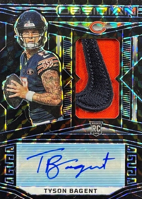 Tyson Bagent 2023 Obsidian #215 Rookie Jersey Autographs - Electric Etch Blue Finite /1 PSA 10