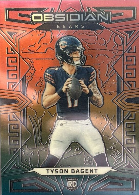 Tyson Bagent 2023 Obsidian #154 Electric Etch Neon Flood /3 Rookie PSA 10