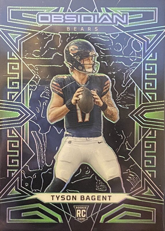 Tyson Bagent 2023 Obsidian #154 Electric Etch Green /25 Rookie SGC 9.5