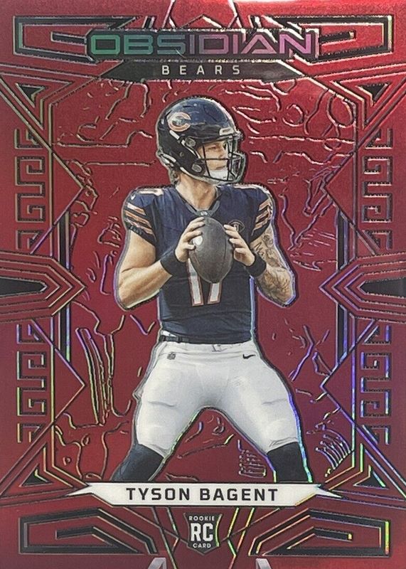 Tyson Bagent 2023 Obsidian #154 Electric Etch Red Flood /90 Rookie SGC 9.5