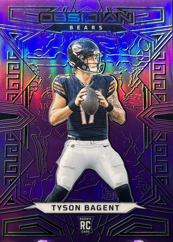 Tyson Bagent 2023 Obsidian #154 Electric Etch Purple Flood /13 Rookie SGC 10