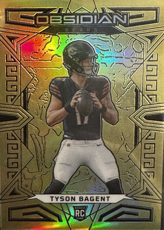 Tyson Bagent 2023 Obsidian #154 Electric Etch Gold Flood /10 Rookie PSA 10