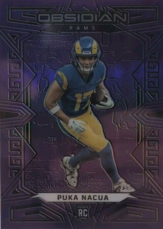 Puka Nacua 2023 Obsidian #156 Electric Etch Purple Flood /13 Rookie PSA 10