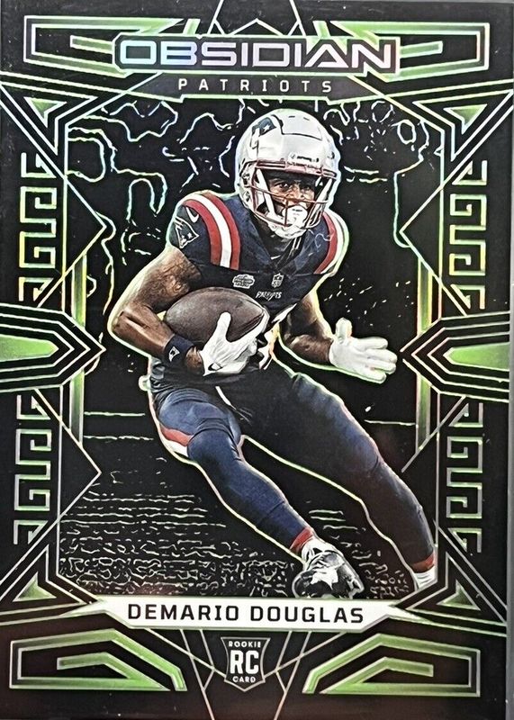 DeMario Douglas 2023 Obsidian #169 Electric Etch Green /25 Rookie RAW