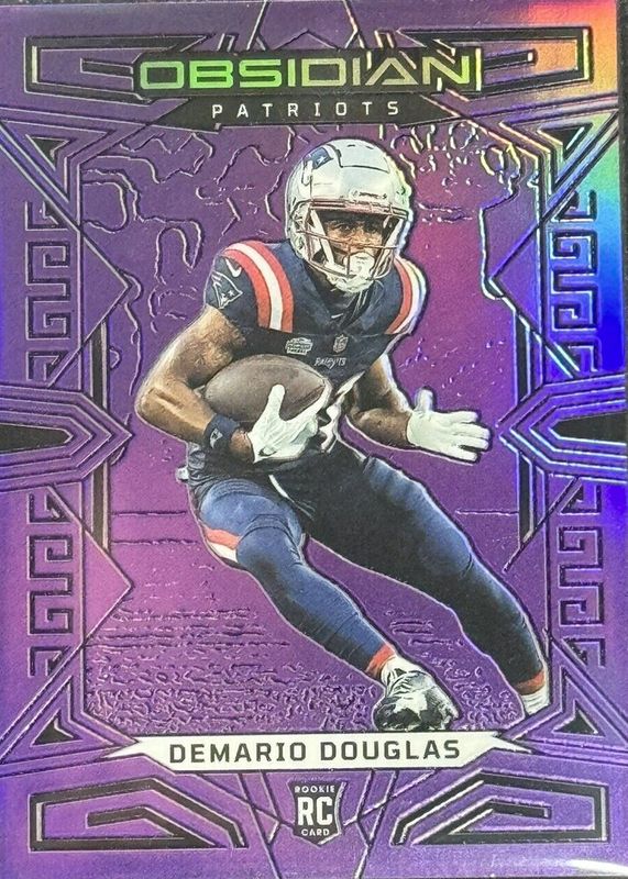 DeMario Douglas 2023 Obsidian #169 Electric Etch Purple Flood /13 Rookie SGC 10