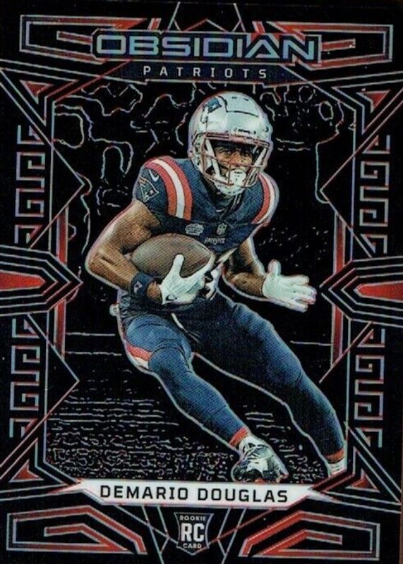 DeMario Douglas 2023 Obsidian #169 Electric Etch Red /8 Rookie RAW