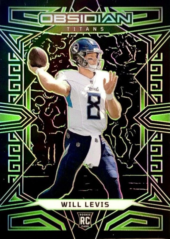 Will Levis 2023 Obsidian #196 Electric Etch Green /25 Rookie PSA 10