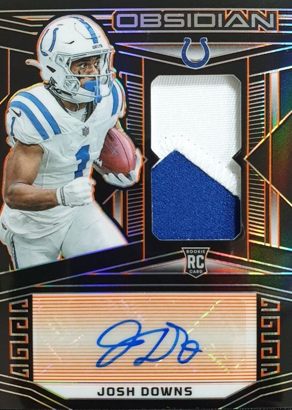 Josh Downs 2023 Obsidian #221 Rookie Jersey Autographs - Electric Etch Orange /49 RAW