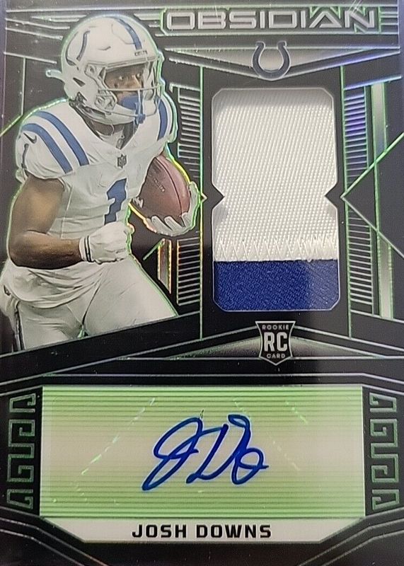 Josh Downs 2023 Obsidian #221 Rookie Jersey Autographs - Electric Etch Green /25 RAW