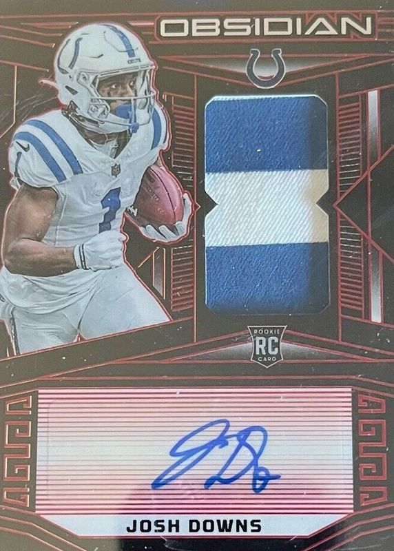 Josh Downs 2023 Obsidian #221 Rookie Jersey Autographs - Electric Etch Red /8 RAW