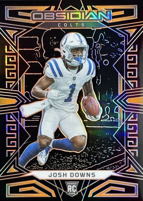 Josh Downs 2023 Obsidian #145 Electric Etch Orange /49 Rookie RAW