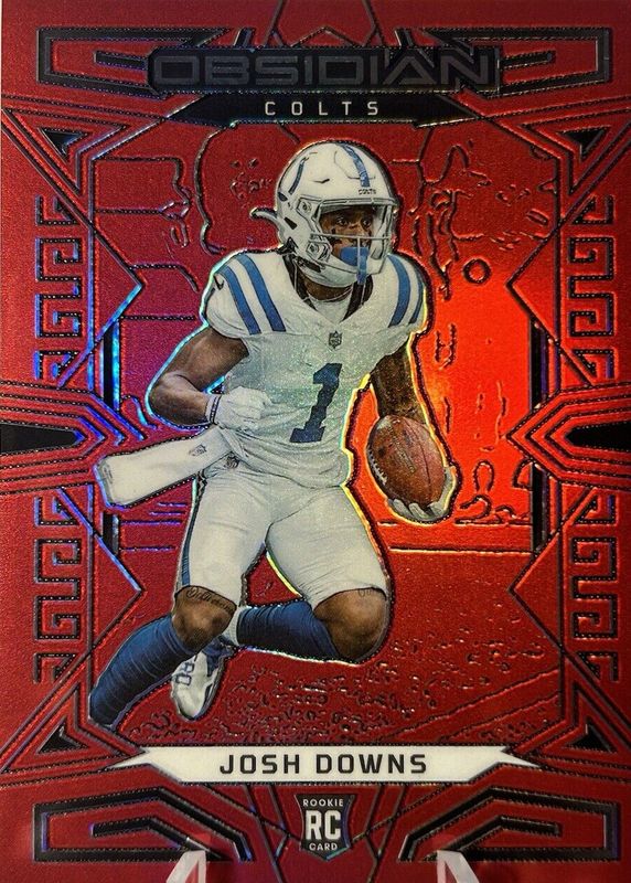 Josh Downs 2023 Obsidian #145 Electric Etch Red Flood /90 Rookie RAW
