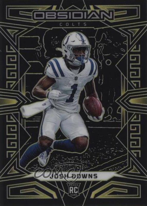 Josh Downs 2023 Obsidian #145 Electric Etch Yellow /10 Rookie RAW