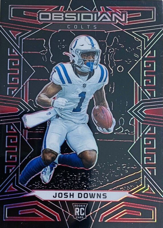 Josh Downs 2023 Obsidian #145 Electric Etch Red /8 Rookie RAW