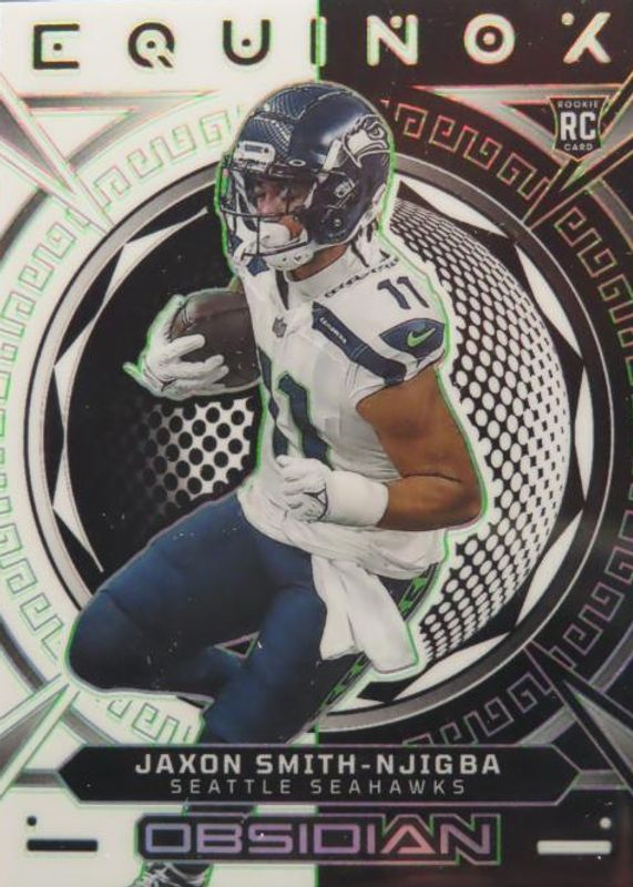 Jaxon Smith-Njigba 2023 Obsidian #22 Equinox - Electric Etch Green /35 Rookie PSA 10