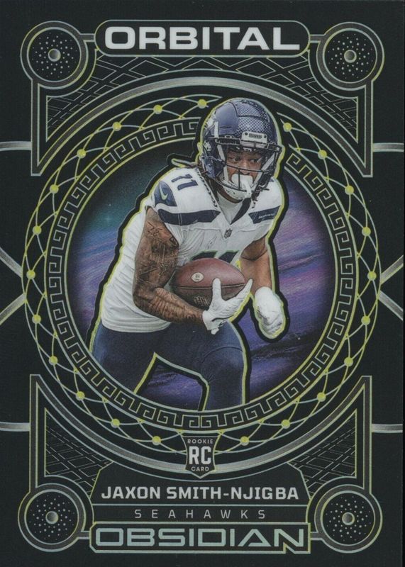 Jaxon Smith-Njigba 2023 Obsidian #21 Orbital - Electric Etch Yellow /25 Rookie PSA 10