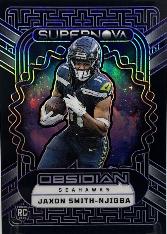 Jaxon Smith-Njigba 2023 Obsidian #16 Supernova - Electric Etch Purple /75 Rookie PSA 10