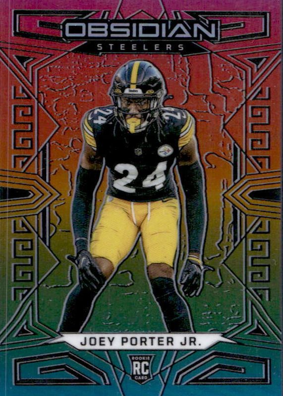 Joey Porter Jr. 2023 Obsidian #183 Electric Etch Neon Flood /3 Rookie PSA 10