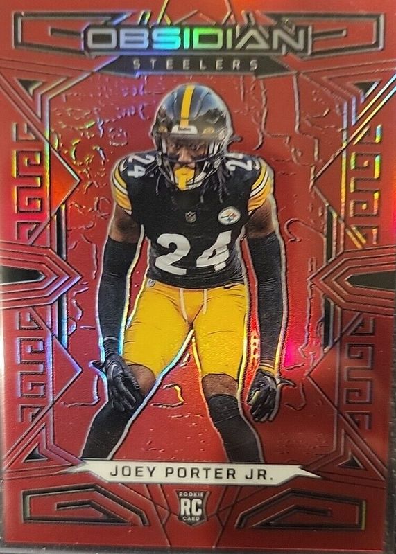 Joey Porter Jr. 2023 Obsidian #183 Electric Etch Red Flood /90 Rookie RAW