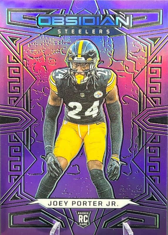 Joey Porter Jr. 2023 Obsidian #183 Electric Etch Purple Flood /13 Rookie PSA 10