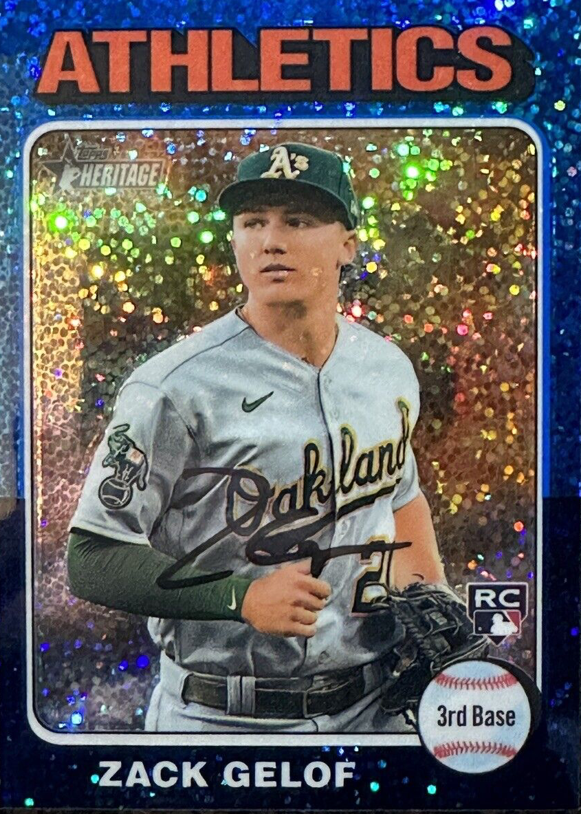 Zack Gelof 2024 Topps Heritage #346 Chrome - Blue Sparkle