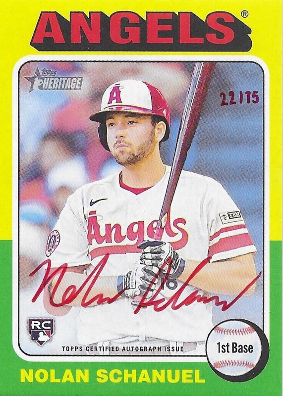 Nolan Schanuel 2024 Topps Heritage #ROA-NS Real One Autographs - Red Ink /75 Rookie RAW