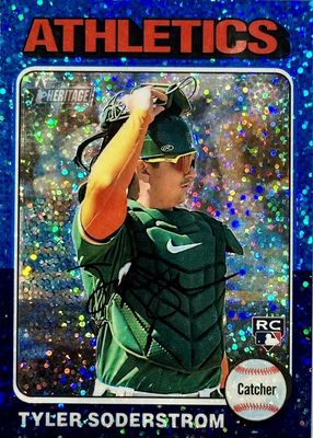 2024 Topps Heritage #471 Chrome - Blue Sparkle Refractor